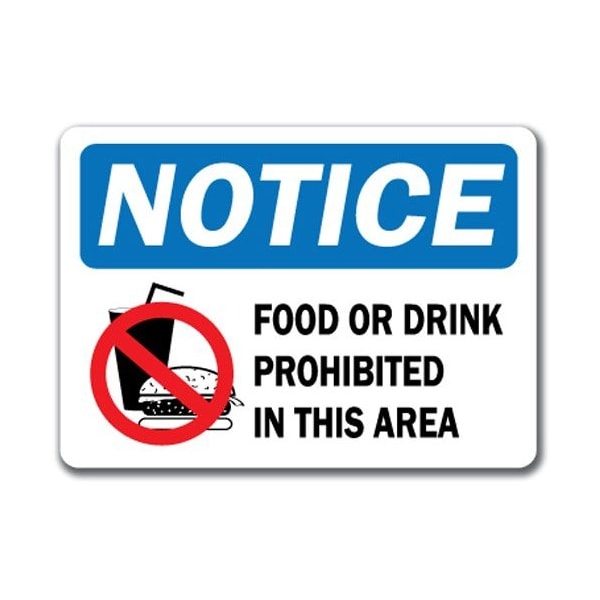Signmission Safety Sign, 14 in Height, Plastic, 10 in Length, Food Or Drink Prohibited In This Area NS-Food Or Drink Prohibited In This Area - main